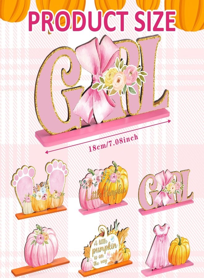 DoubleFill ٦ قطع من زينة حفلات استقبال المولودة الجديدة على شكل يقطينة صغيرة، مصنوعة من الخشب، لتزيين طاولة حفل استقبال المولودة الجديدة في عيد الشكر. يقطينة صغيرة في الطريق، زينة طاولة من خشب القيقب، لوازم الحفلات. - Image 2